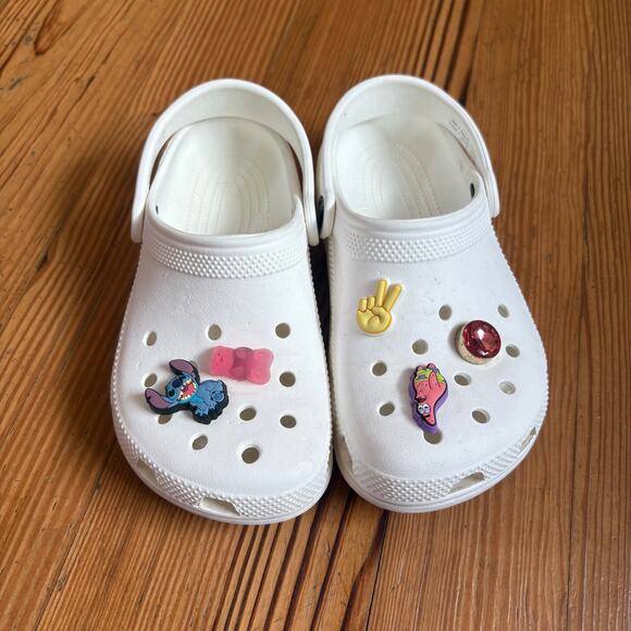 Crocs white classic slip on clog kids shoes SIZE 1 - Picture 4 of 6